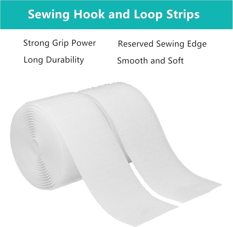 SICCOMA Sew on Hook and Loop Tape 2 Inch Wide,6.5 Feet Non-Adhesive Back Hook and Loop Strips Sewing Fastener Fabric Fastener Non Adhesive Interlocking Tape White - Image 2
